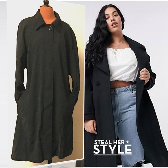 Gallery Woman Jackets & Coats Gallery Woman Black Plussize Beltless